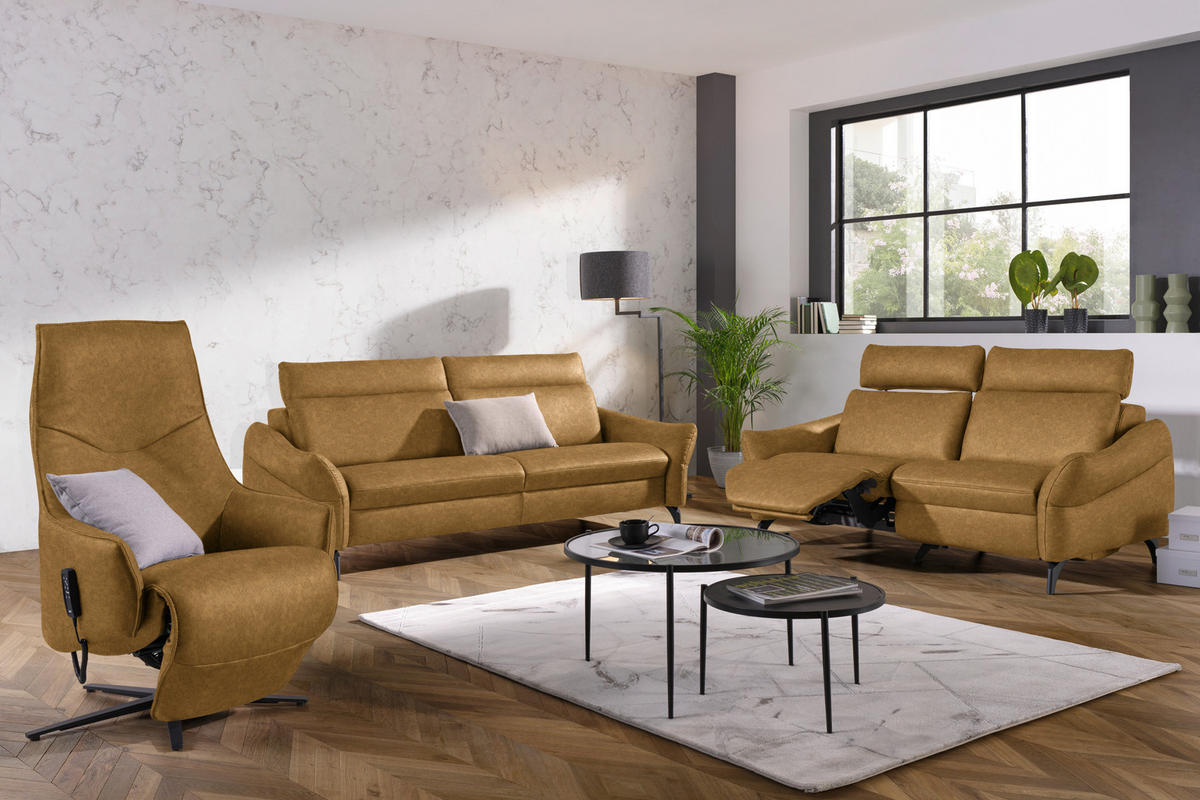 RELAXSESSEL in Leder Senfgelb  - Anthrazit/Senfgelb, Design, Leder/Metall (70/85/112cm) - Himolla Komfortklass