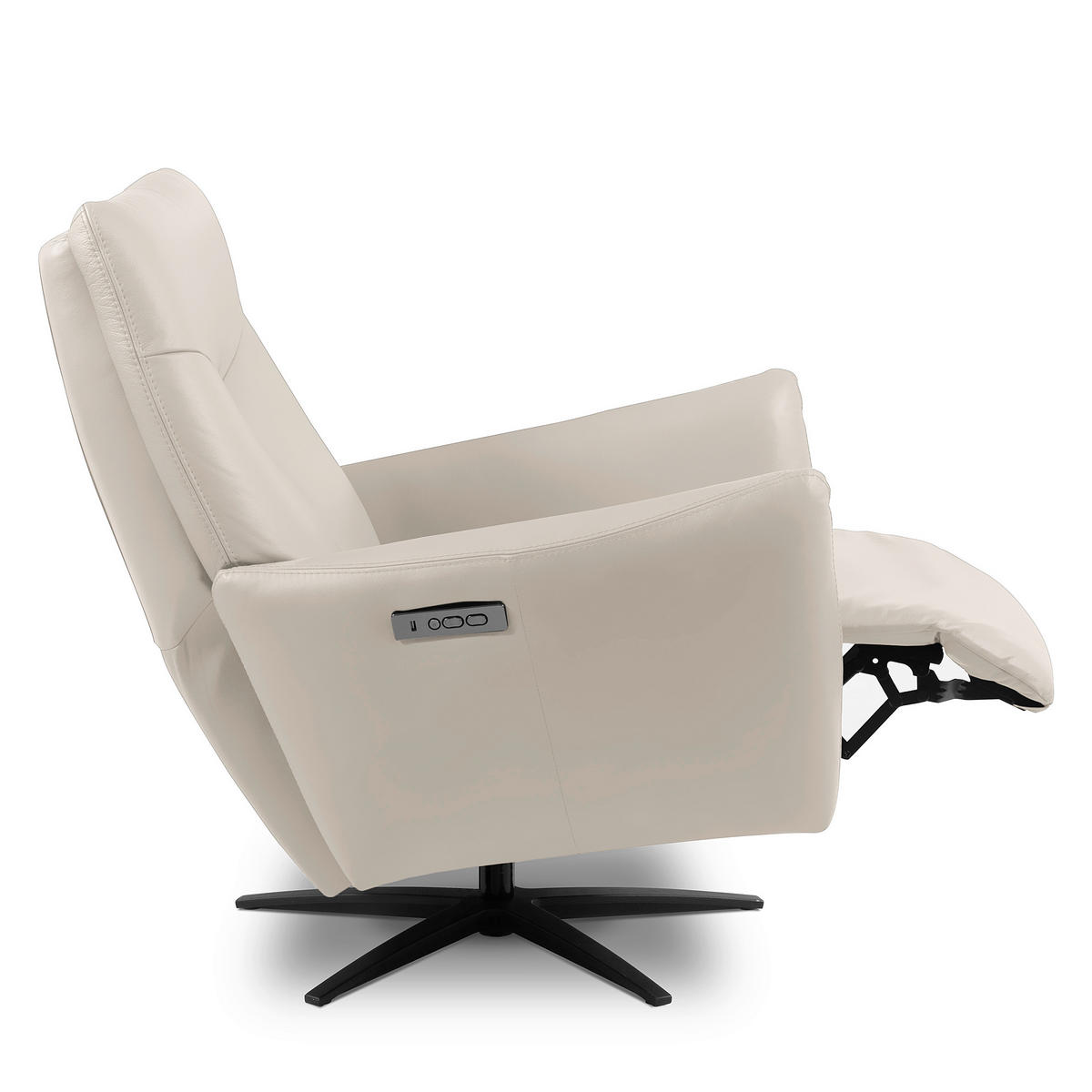 RELAXSESSEL Leder Hellgrau  - Hellgrau/Schwarz, Design, Leder/Metall (76/107/88cm) - Livetastic
