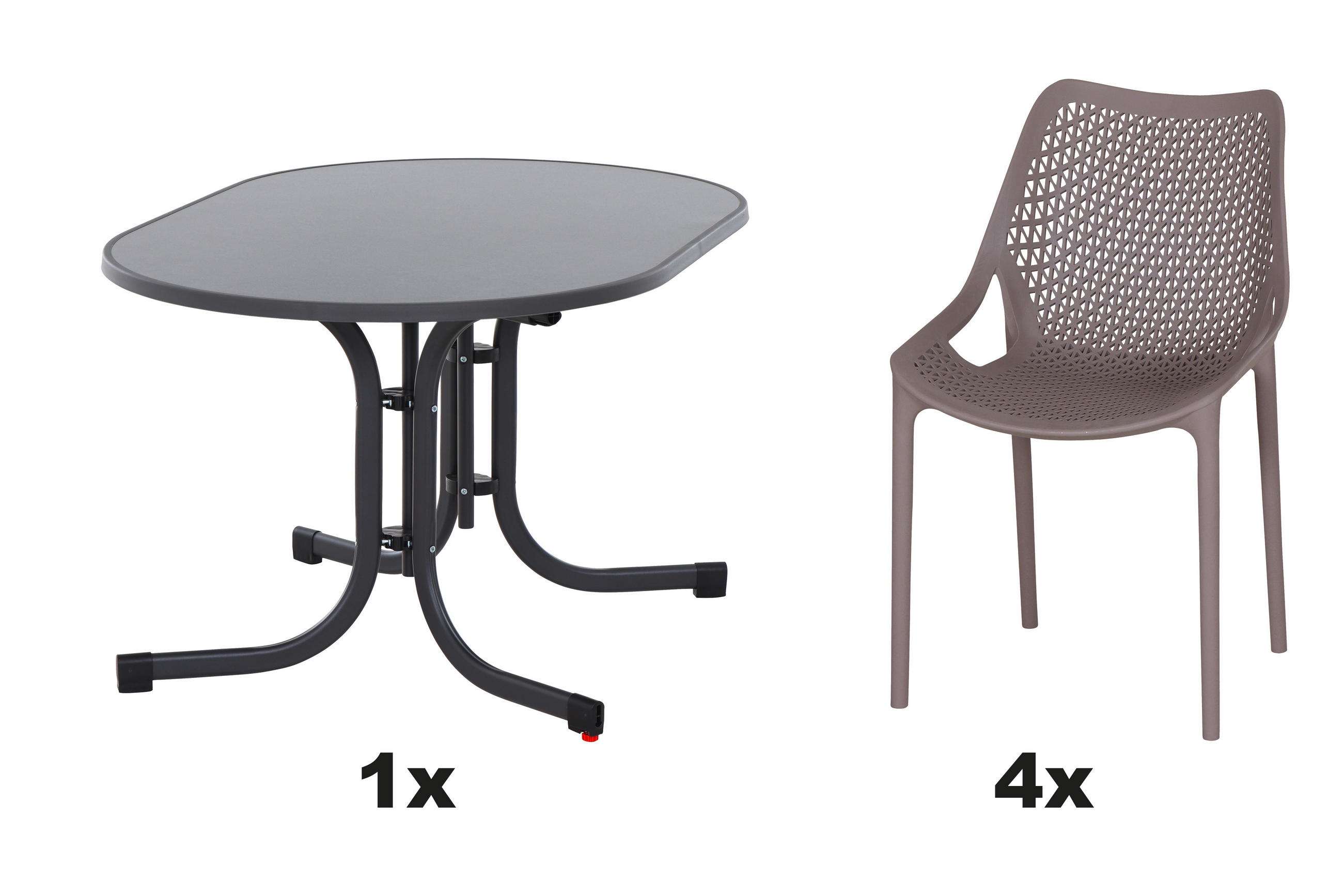 GARTENGARNITUR 5-teilig Stahl  - Taupe/Anthrazit, Basics, Kunststoff/Metall (90/81/140cm) - Siena Garden
