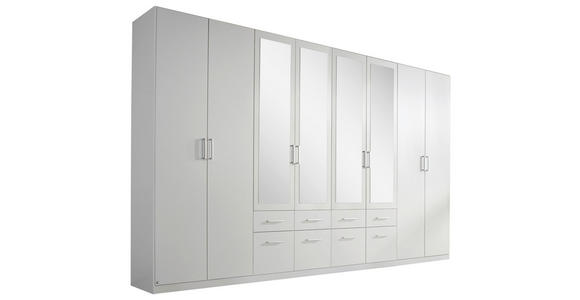 DREHTÜRENSCHRANK 8-türig Weiß  - Alufarben/Weiß, Basics, Holzwerkstoff/Kunststoff (360/229/54cm) - Xora