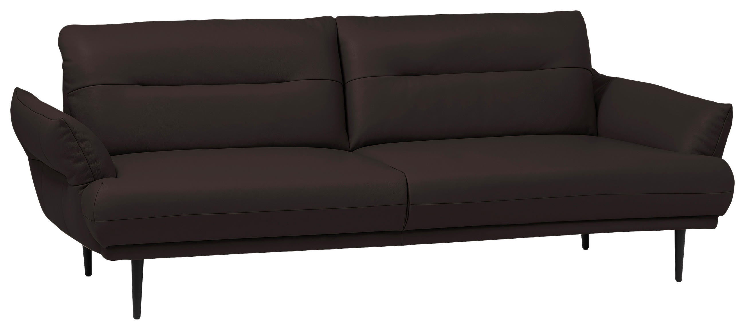 3-SITZER-SOFA Echtleder Dunkelbraun  - Dunkelbraun/Schwarz, Design, Leder/Holz (213/85/96cm) - Livetastic