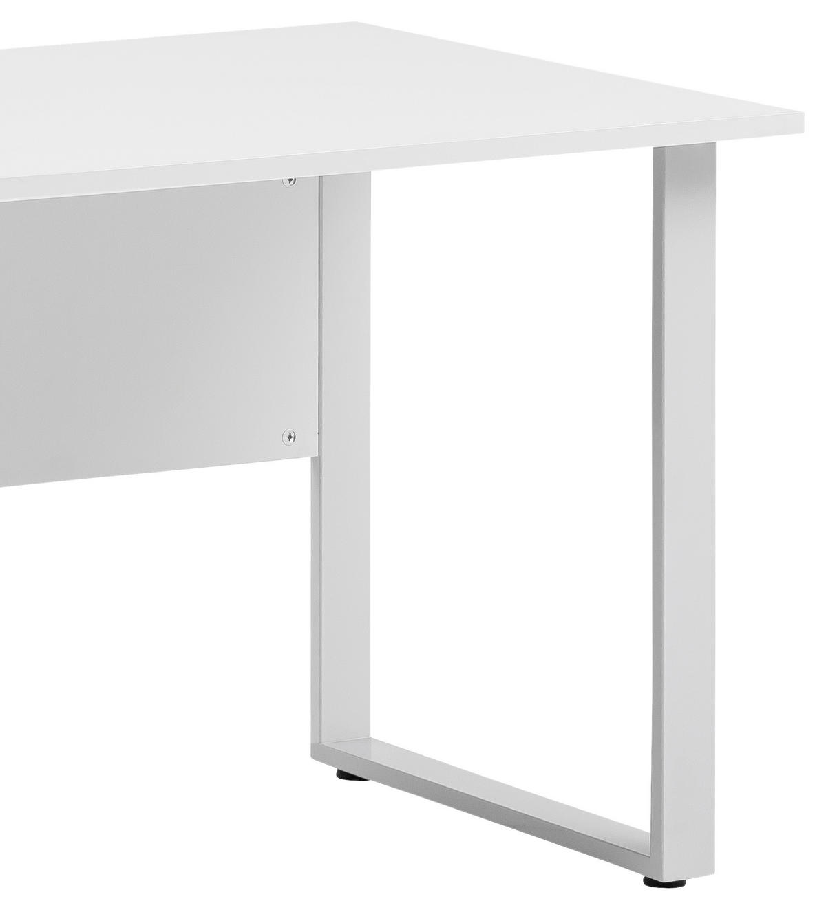 SCHREIBTISCH 160/65/73,2 cm  in Alufarben, Hellgrau  - Hellgrau/Alufarben, KONVENTIONELL, Holzwerkstoff/Metall (160/65/73,2cm) - MID.YOU