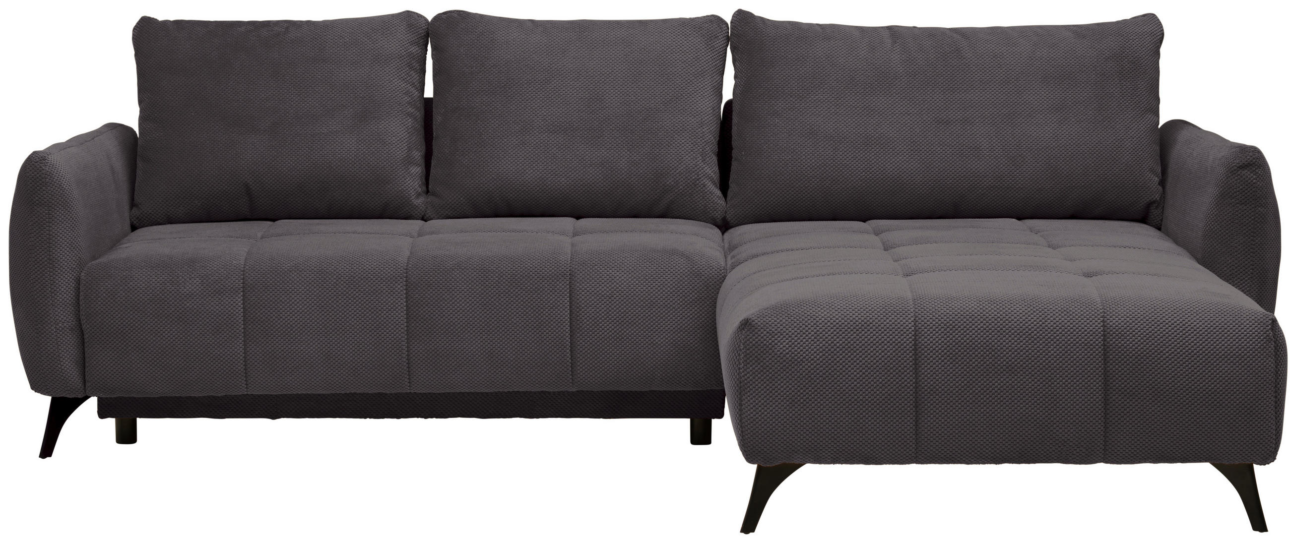 ECKSOFA inkl. Funktionen Anthrazit Struktur, Plüsch  - Anthrazit/Schwarz, Design, Textil/Metall (287/197cm) - Stylife