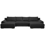 WOHNLANDSCHAFT in Cord Schwarz  - Chromfarben/Schwarz, KONVENTIONELL, Kunststoff/Textil (180/376/180cm) - Carryhome