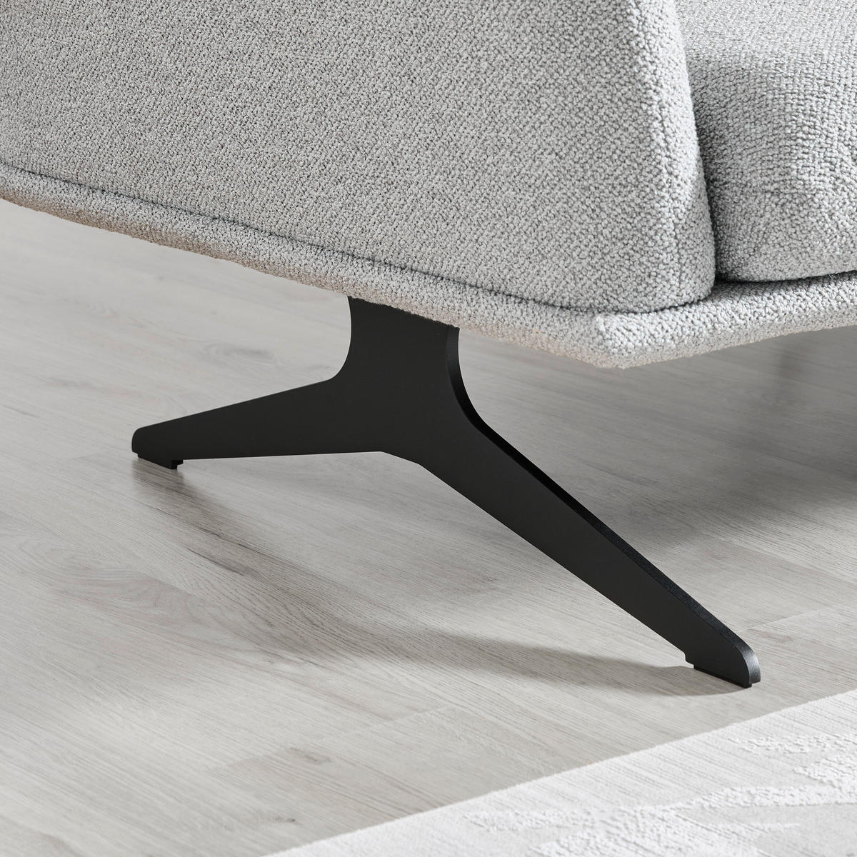 ECKSOFA in Flachgewebe Hellgrau  - Hellgrau/Schwarz, Design, Textil/Metall (259/152cm) - Dieter Knoll