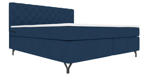 BOXSPRINGBETT 180/200 cm  in Dunkelblau  - Schwarz/Dunkelblau, KONVENTIONELL, Textil/Metall (180/200cm) - Carryhome