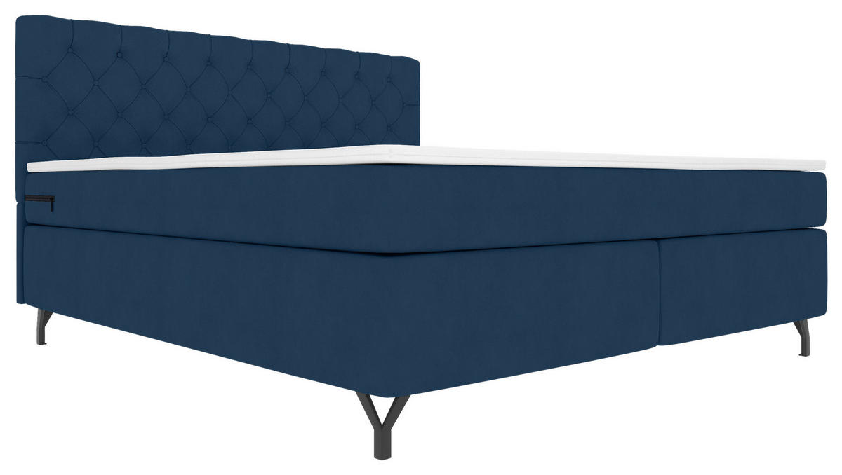 BOXSPRINGBETT 180/200 cm  in Dunkelblau  - Schwarz/Dunkelblau, Konventionell, Textil/Metall (180/200cm) - Carryhome
