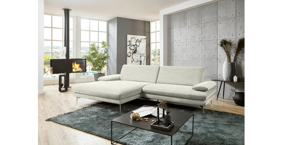 ECKSOFA in Velours Ecru 184/284 cm - Ecru/Schwarz, Design, Textil/Metall (184/284cm) - Dieter Knoll