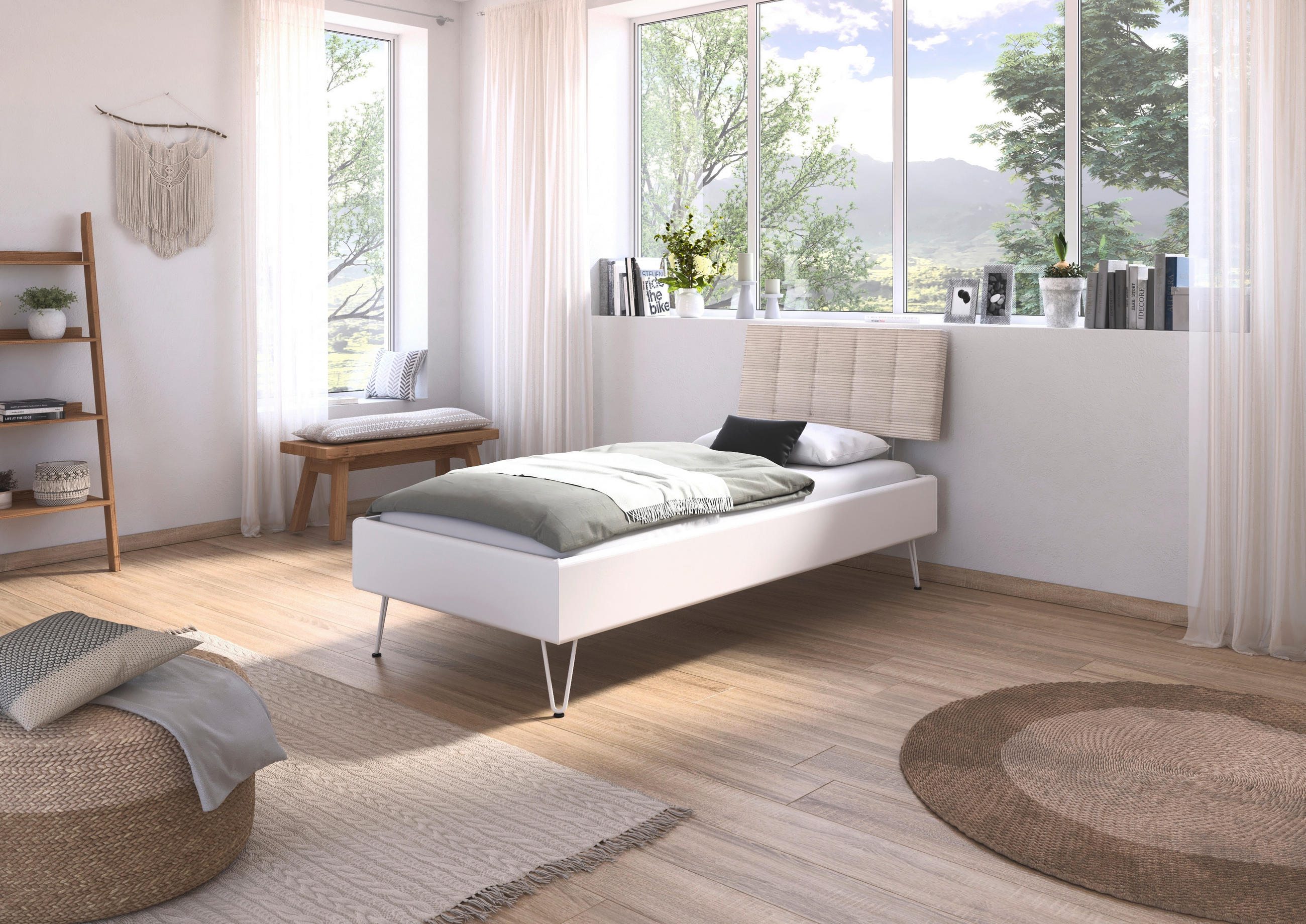 BETT 90/200 cm  in Eiche Artisan  - Eiche Artisan/Grau, Design, Textil/Metall (90/200cm) - Carryhome