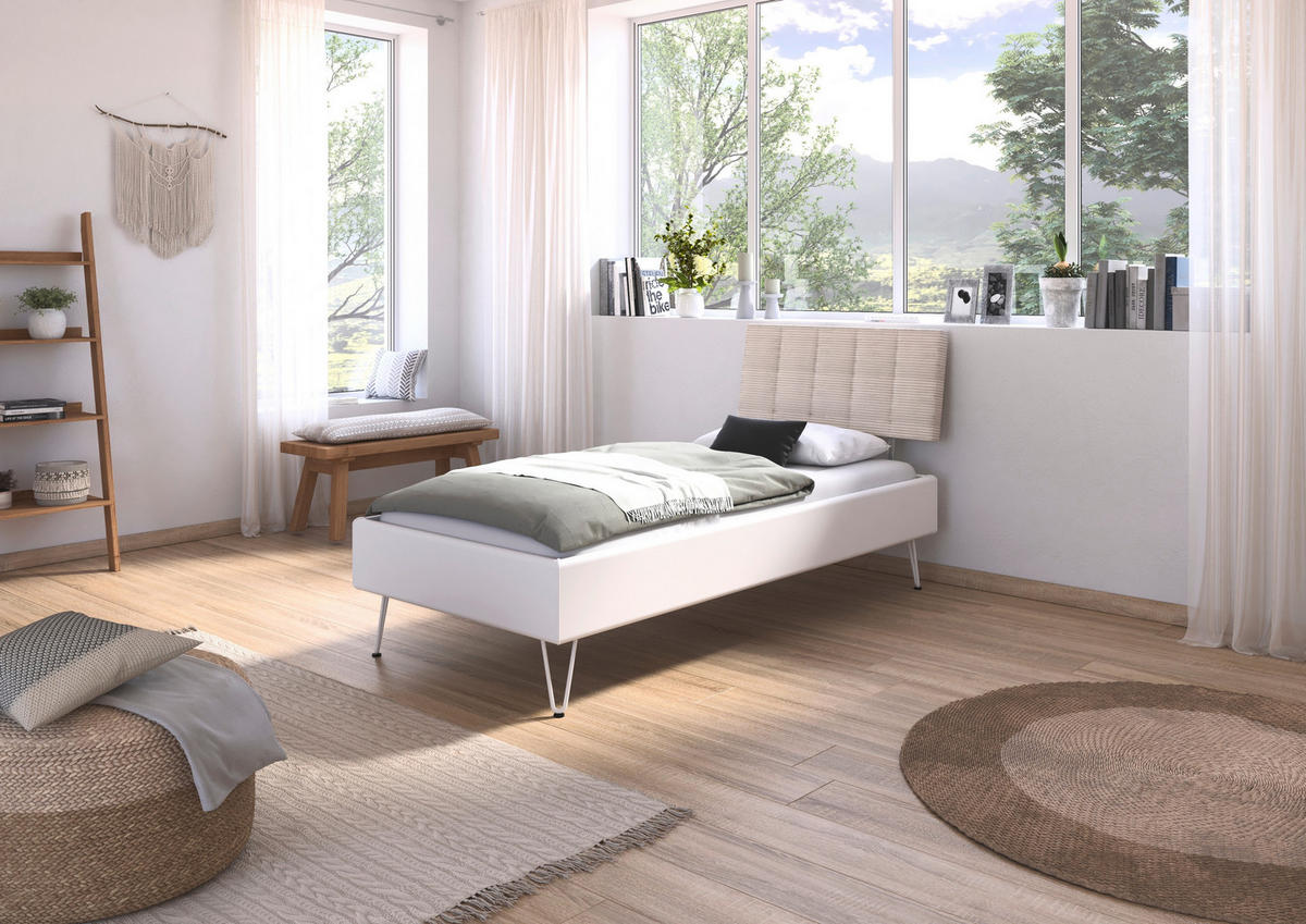 BETT 90/200 cm  in Eiche Artisan  - Eiche Artisan/Grau, Design, Textil/Metall (90/200cm) - Carryhome