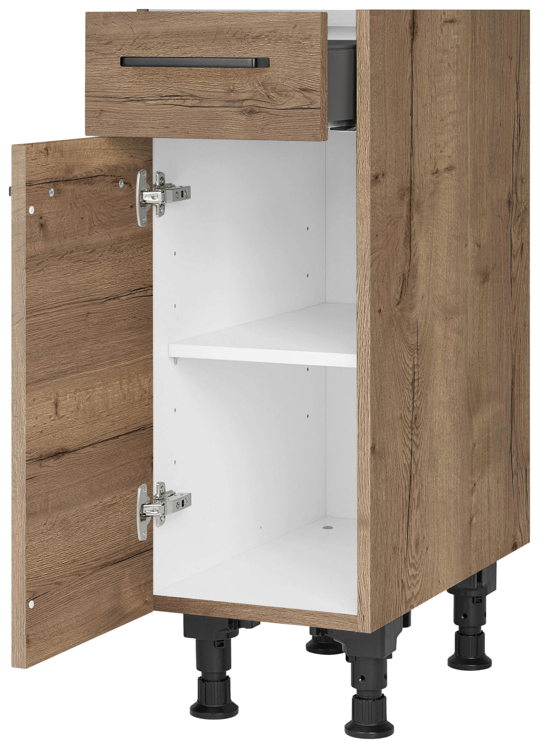 SCHUBKASTENUNTERSCHRANK 30/87/56 cm  in Eiche dunkel  - Eiche dunkel/Schwarz, MODERN, Holzwerkstoff/Metall (30/87/56cm) - Nobilia