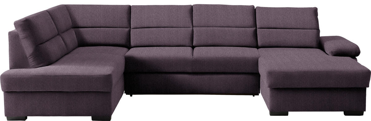 WOHNLANDSCHAFT  in Webstoff Violett  - Dunkelbraun/Violett, KONVENTIONELL, Kunststoff/Textil (183/319/166cm) - Cantus