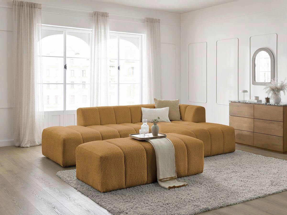 ECKSOFA  ANNECY Gelb Bouclé  - Gelb/Schwarz, MODERN, Kunststoff/Textil (262/170cm)