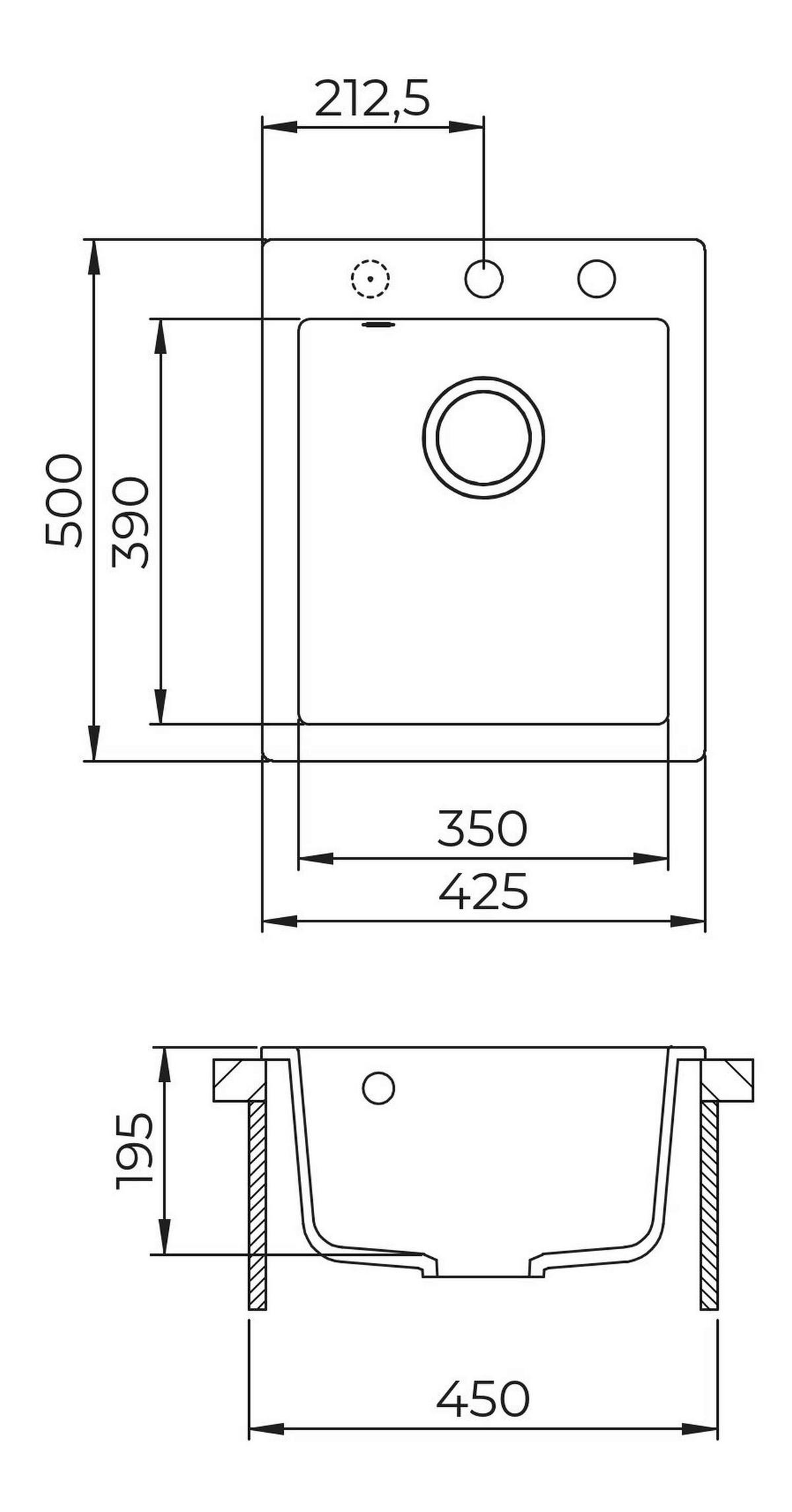 SPÜLE  - Schwarz, Basics, Stein (42,5/19,5/50cm) - Visiona