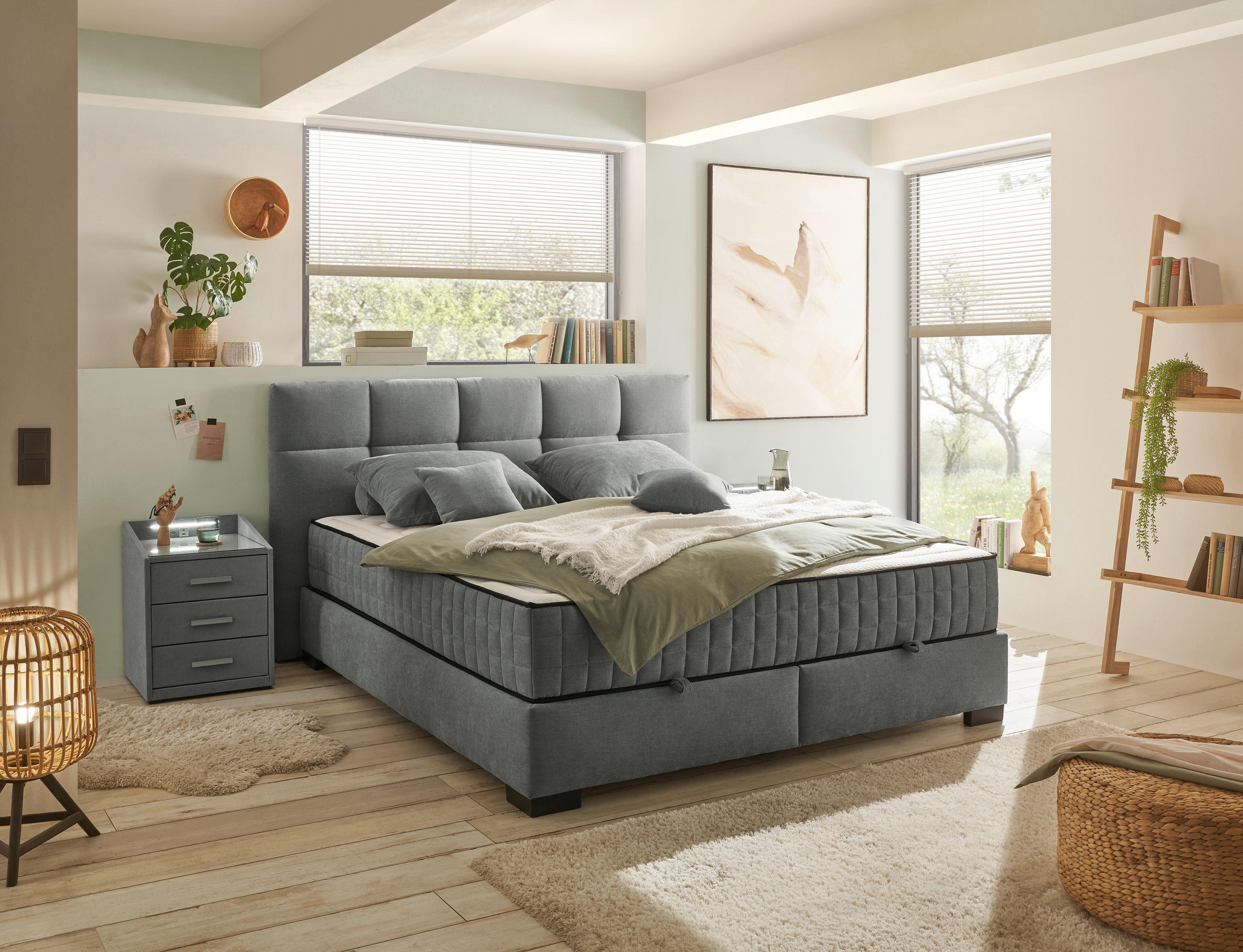 BOXBETT 160/200 cm  in Anthrazit  - Anthrazit/Schwarz, MODERN, Holzwerkstoff/Kunststoff (160/200cm) - MID.YOU