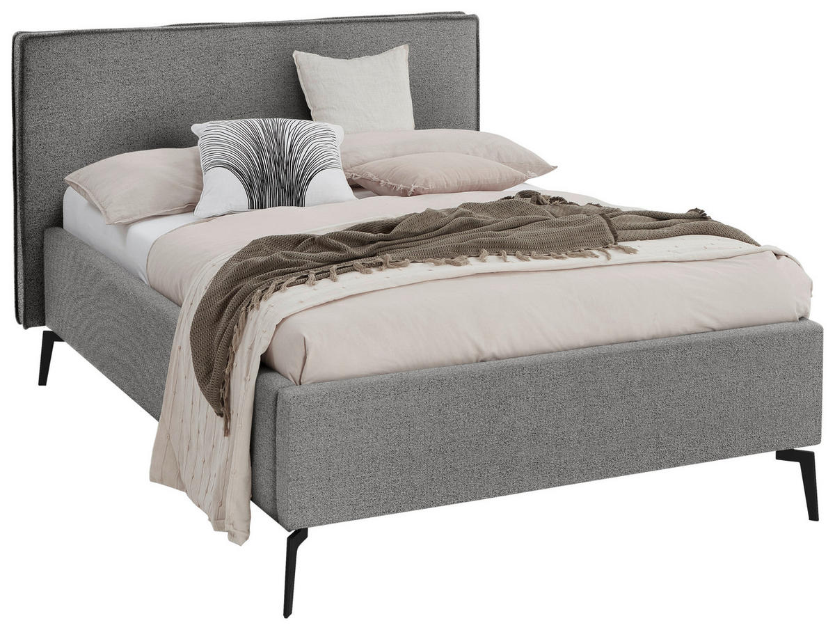 POLSTERBETT 140/200 cm  in Grau  - Schwarz/Grau, Design, Textil/Metall (140/200cm) - home24