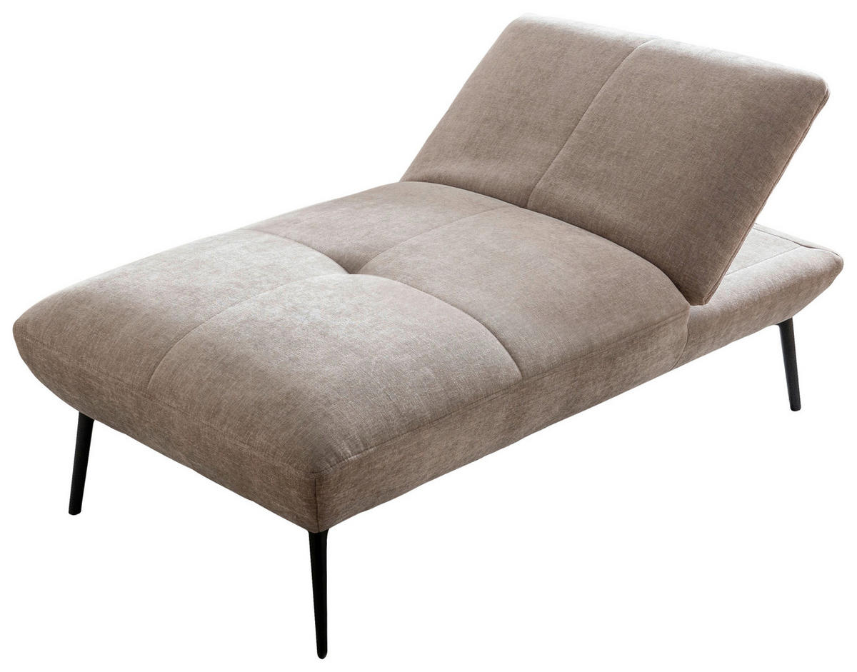 ECKSOFA Taupe Chenille Rücken echt, Sitztiefenverstellung  - Taupe/Schwarz, Design, Textil/Metall (190/320cm) - Moderano