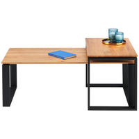 COUCHTISCHSET in Holz, Metall 65-110/40/40-50 cm  - Eichefarben/Schwarz, Design, Holz/Metall (65-110/40/40-50cm) - Hom`in