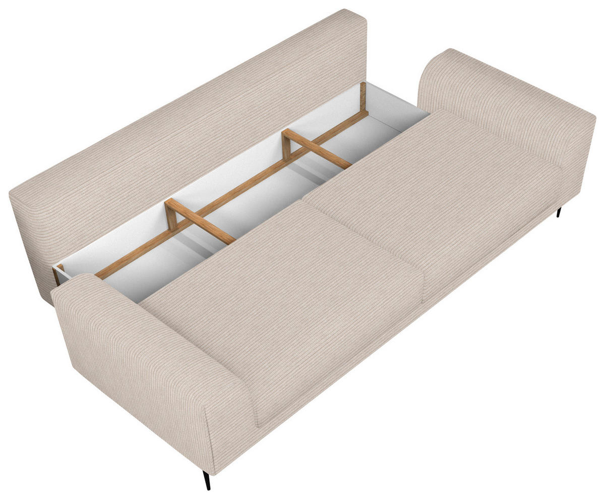 SCHLAFSOFA in Cord Sandfarben  - Sandfarben/Schwarz, Design, Textil/Metall (250/89/105cm) - Welnova