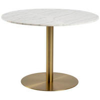 JEDÁLENSKÝ STÔL, biela, mosadzná, 105/105/75 cm - biela/mosadzná, Konventionell, kov/kameň (105/105/75cm) - MID.YOU