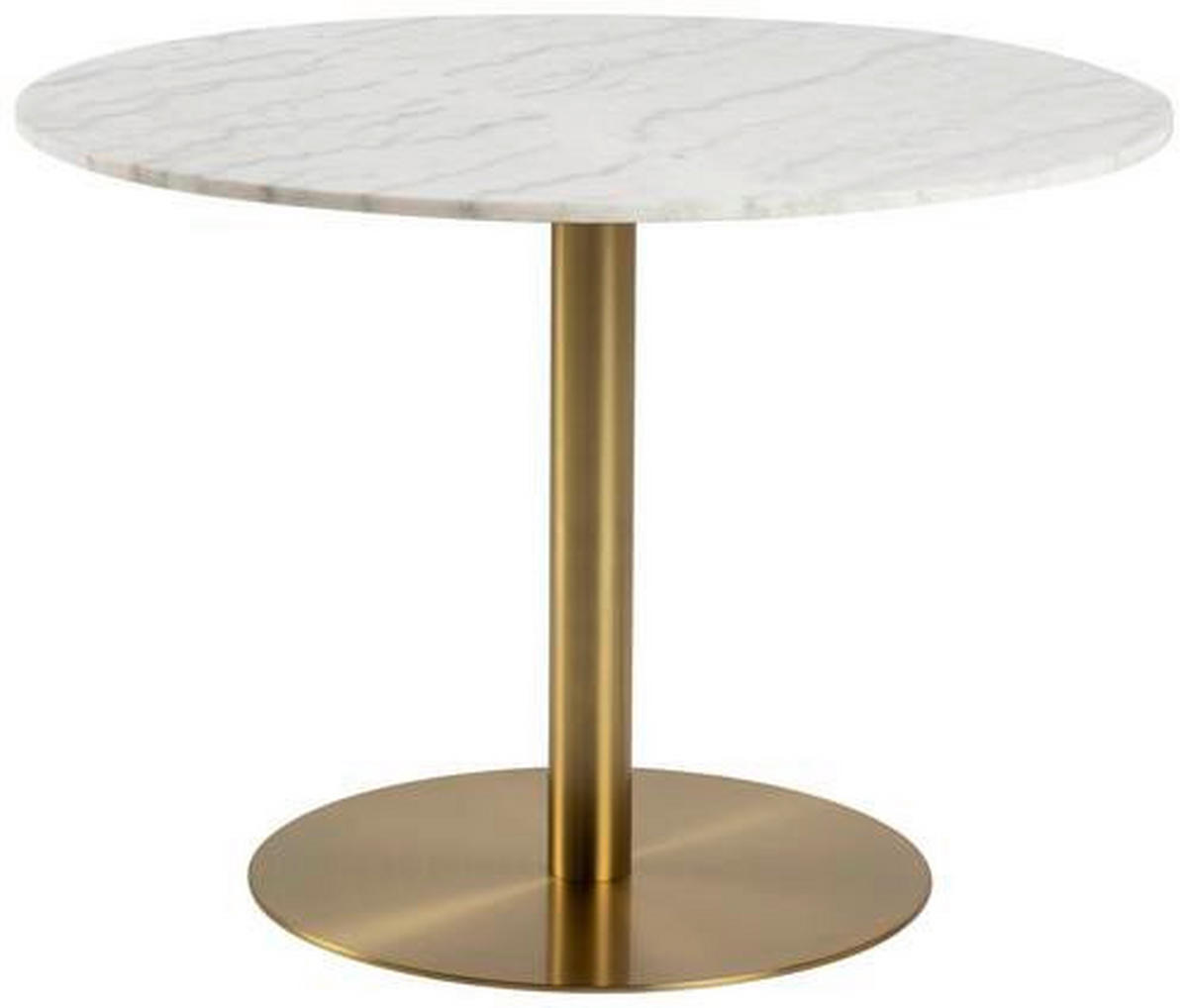 JEDÁLENSKÝ STÔL, biela, mosadzná, 105/105/75 cm - biela/mosadzná, Konventionell, kov/kameň (105/105/75cm) - MID.YOU