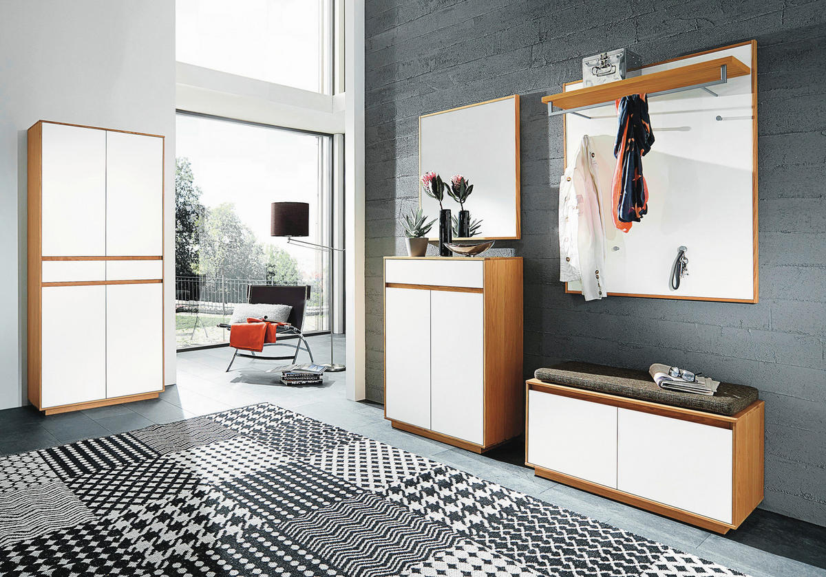 SCHUHSCHRANK Eiche teilmassiv Weiß, Eichefarben  - Eichefarben/Weiß, Basics, Holz/Holzwerkstoff (72/103/37cm)