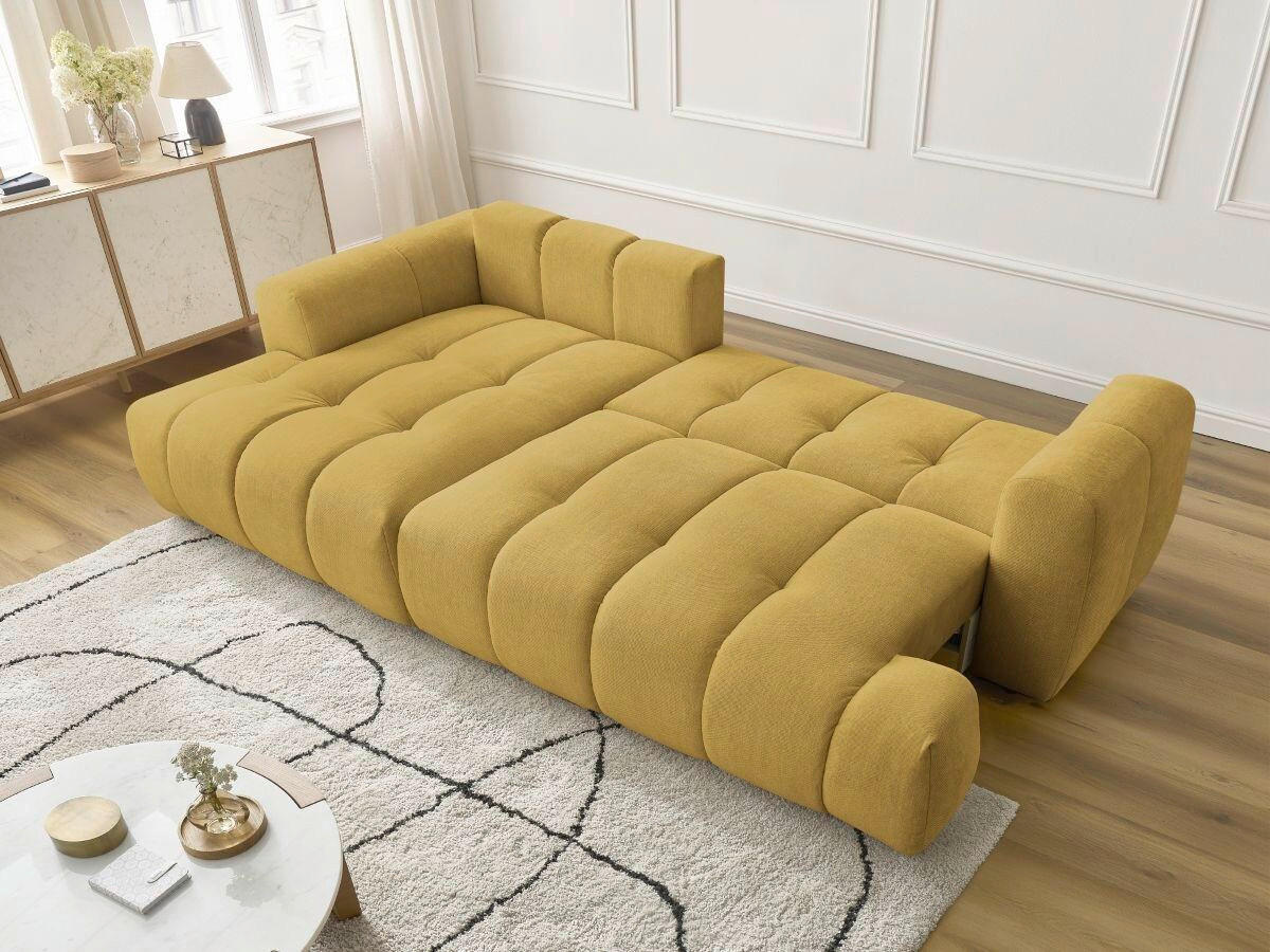 ECKSCHLAFSOFA FUJI Leinenoptik Gelb  inkl.  - Gelb/Schwarz, MODERN, Kunststoff/Textil (160/292cm)