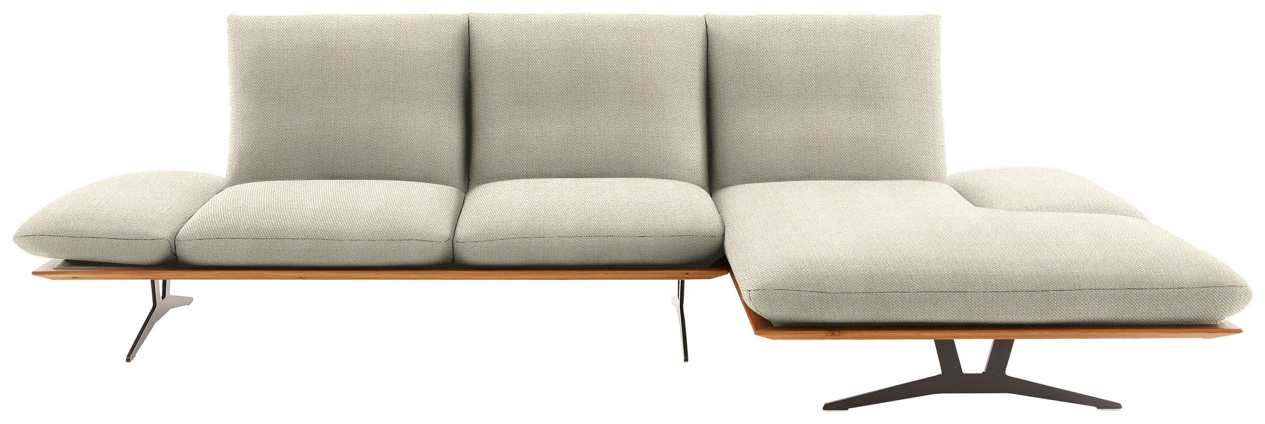 ECKSOFA in Flachgewebe Beige  - Beige/Schwarz, Design, Holz/Textil (314/159cm) - Dieter Knoll
