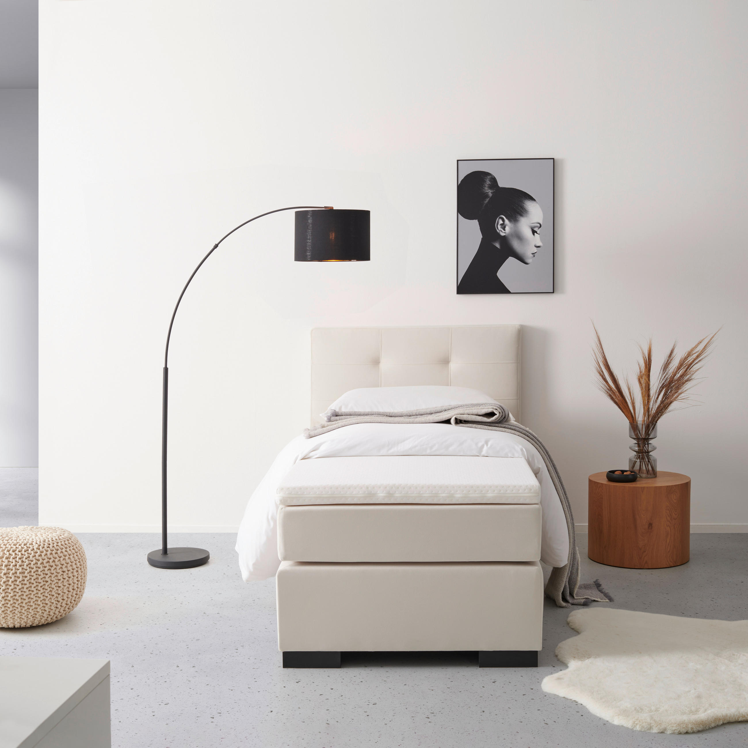 Boxspring, 90/200 cm, crem