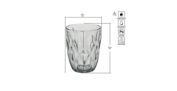TRINKGLAS 260 ml  - Grau, Basics, Glas (8/10cm) - Novel