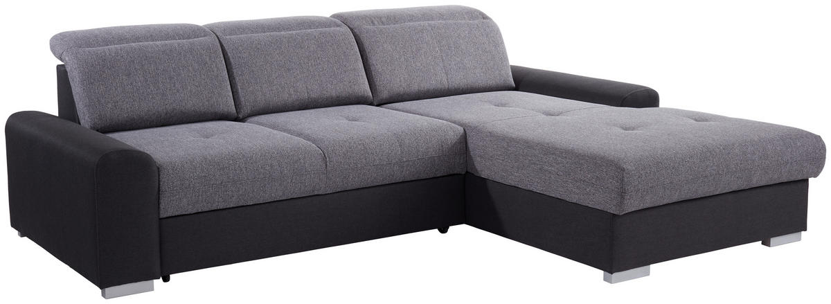 ECKSOFA in Webstoff Graphitfarben, Grau  - Silberfarben/Graphitfarben, Konventionell, Holz/Textil (286/203cm) - Livetastic