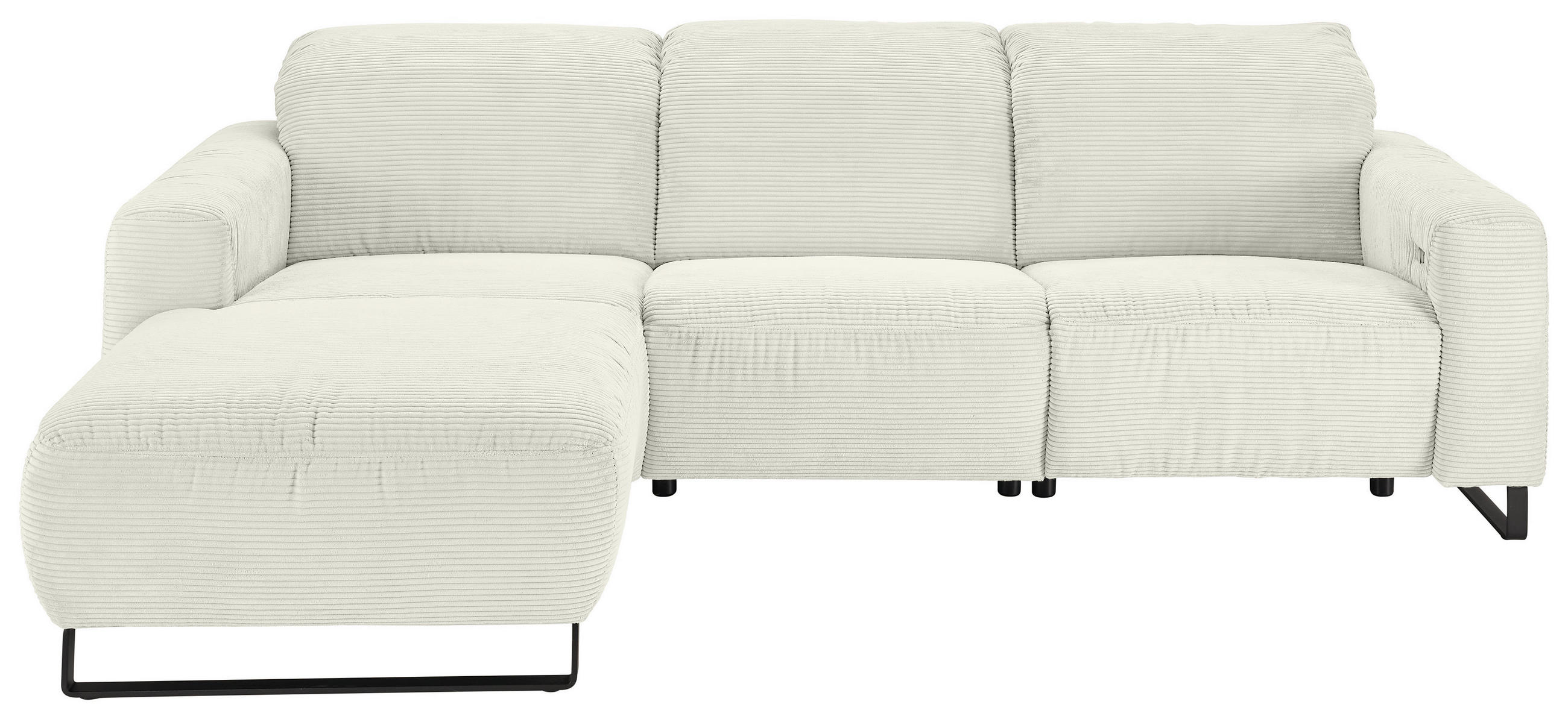 ECKSOFA Weiß Cord  - Schwarz/Weiß, KONVENTIONELL, Textil/Metall (180/266cm) - Hom`in