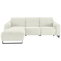 ECKSOFA in Cord Weiss  - Weiss/Schwarz, Konventionell, Textil/Metall (180/266cm) - Hom`in