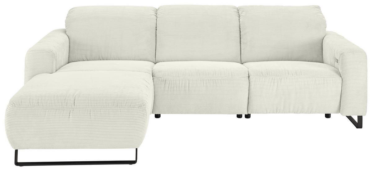 ECKSOFA in Cord Weiss  - Weiss/Schwarz, Konventionell, Textil/Metall (180/266cm) - Hom`in