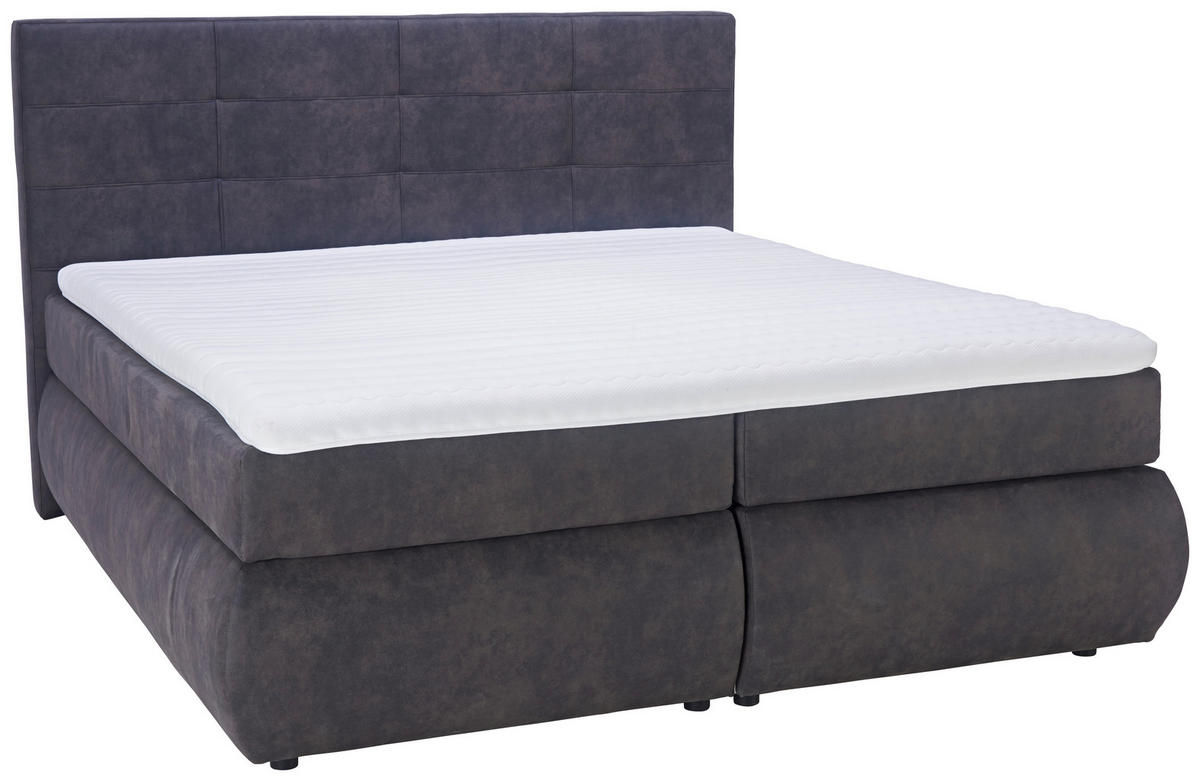 BOXSPRINGBETT 180/200 cm  in Dunkelgrau  - Dunkelgrau/Schwarz, Konventionell, Kunststoff/Textil (180/200cm) - Voleo