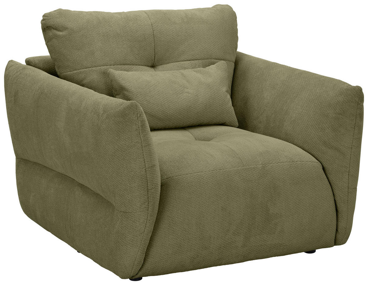 SESSEL in Webstoff Olivgrün  - Schwarz/Olivgrün, KONVENTIONELL, Textil/Metall (112/88/120cm) - Carryhome