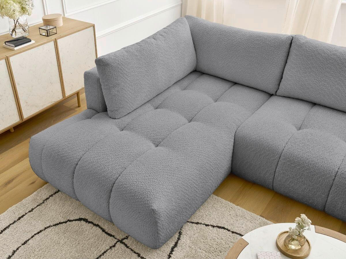 WOHNLANDSCHAFT  FUJI  Dunkelgrau Bouclé  - Dunkelgrau/Schwarz, MODERN, Kunststoff/Textil (204/377/160cm)