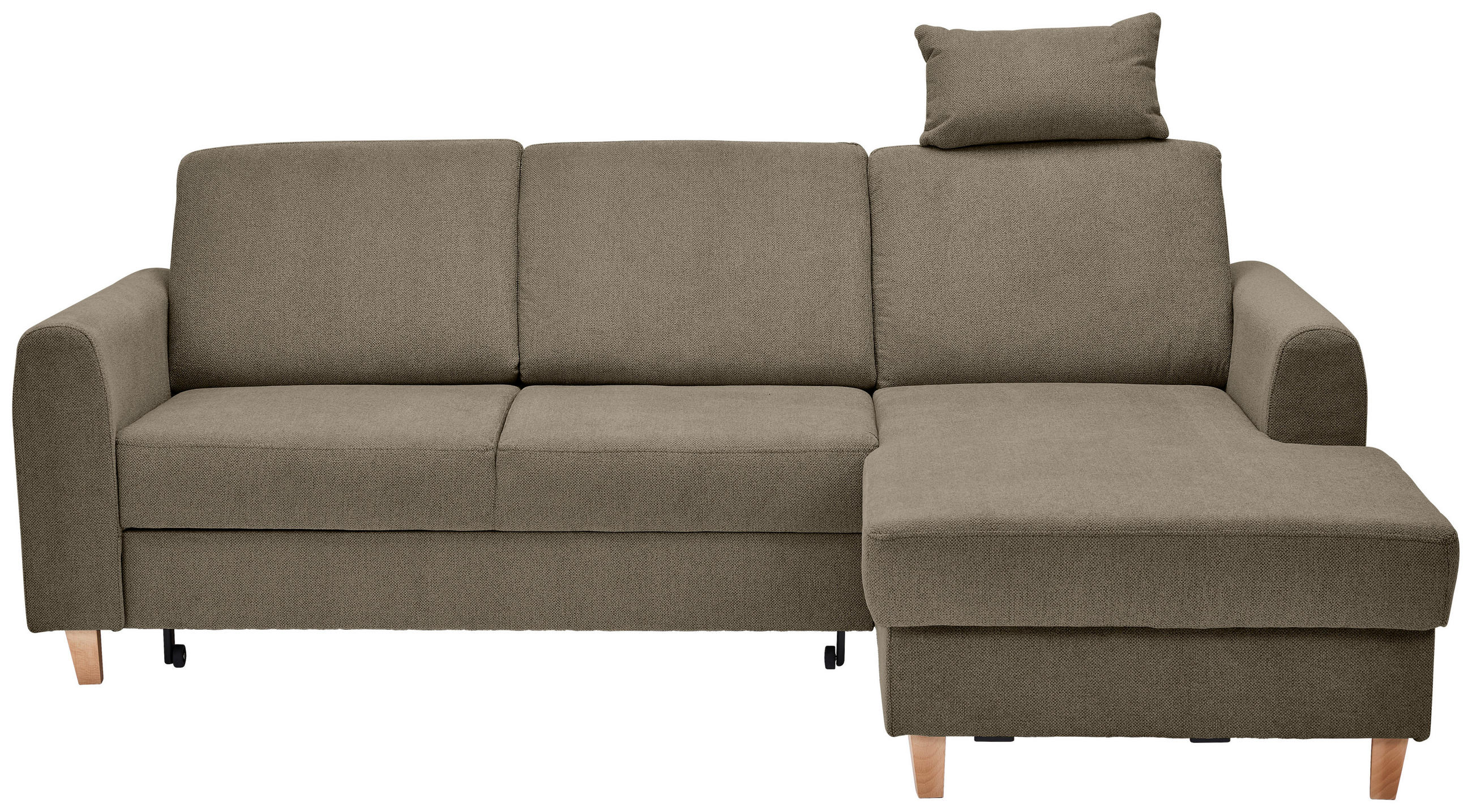 ECKSOFA Braun Flachgewebe  - Buchefarben/Braun, KONVENTIONELL, Holz/Textil (241/166cm) - Carryhome