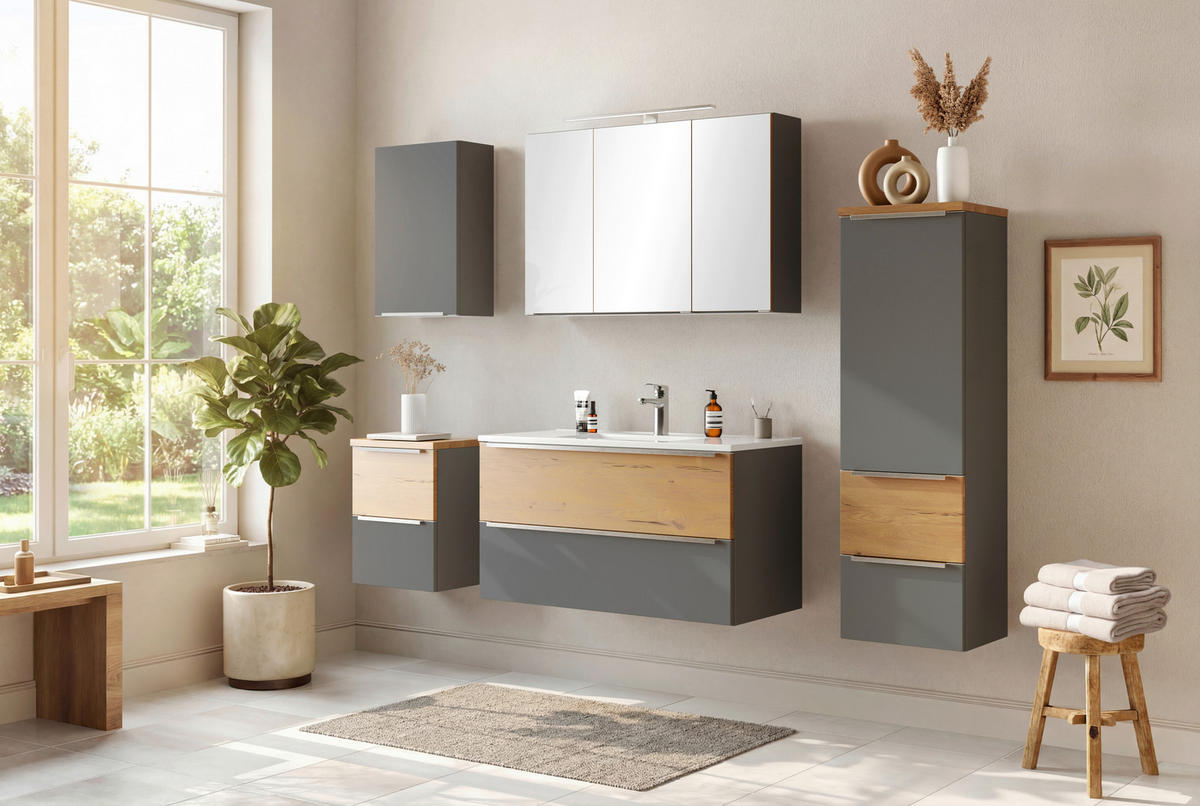 SPIEGELSCHRANK 100/64/20 cm  - Wildeiche/Edelstahlfarben, Trend, Glas/Holzwerkstoff (100/64/20cm) - Held
