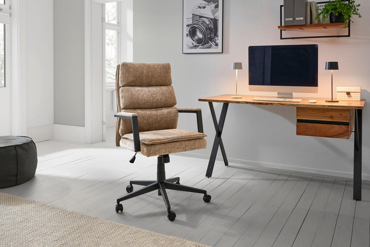 CHEFSESSEL Webstoff Braun  - Schwarz/Braun, Modern, Kunststoff/Textil (58/110-120/62cm) - MID.YOU