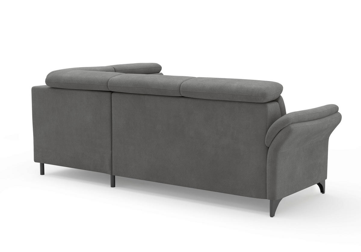 ECKSOFA GLENDALE E Grau Flachgewebe  - Schwarz/Grau, KONVENTIONELL, Textil/Metall (247/193cm) - Sit & More
