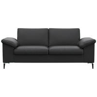 2-SITZER-SOFA Schwarz Echtleder  - Alufarben/Schwarz, Design, Leder/Metall (176/84,5/92cm) - Livetastic