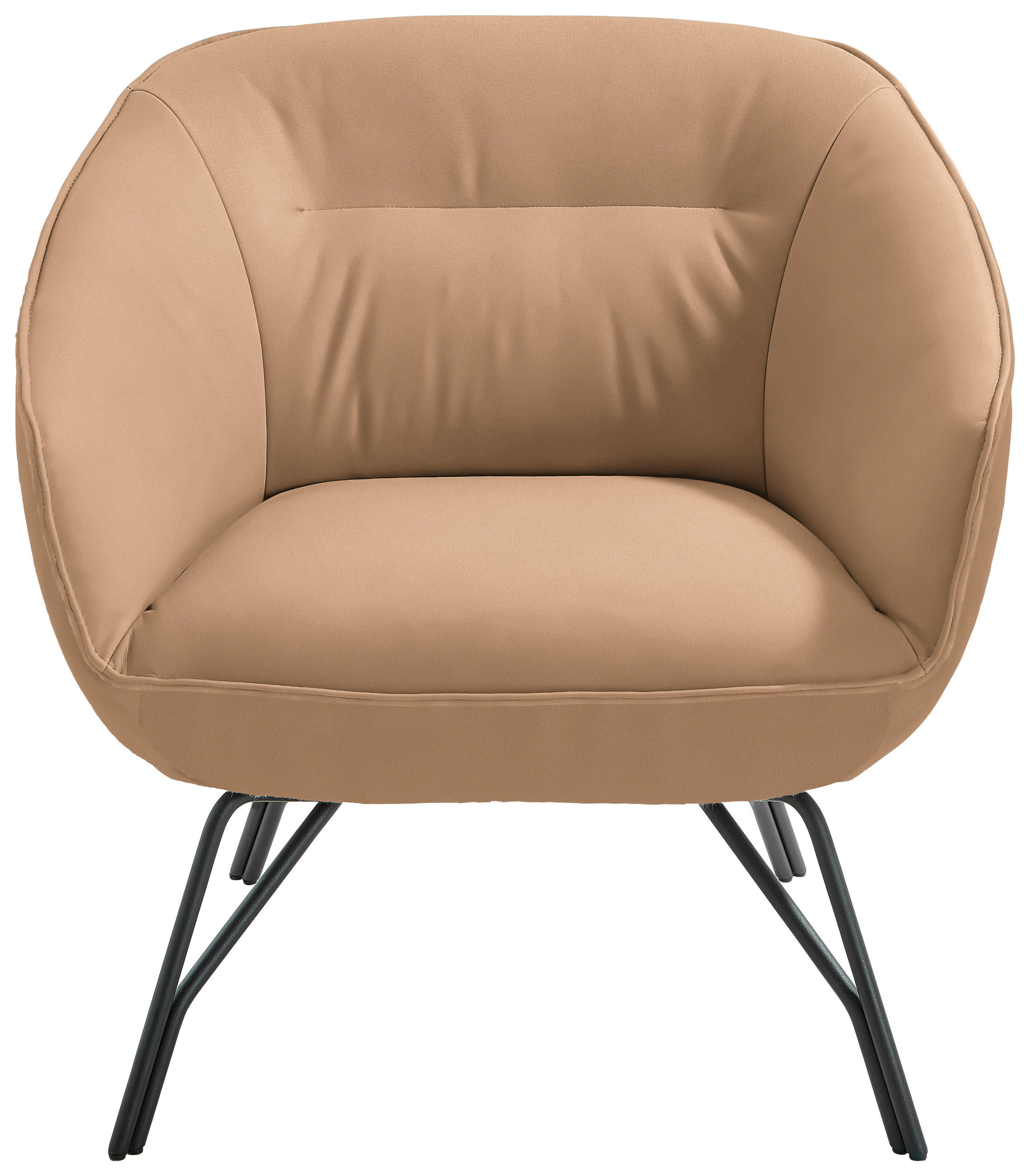 COCKTAILSESSEL in Echtleder Naturfarben, Orange - Anthrazit/Naturfarben, Design, Leder/Metall (76/80/73cm) - Joop!