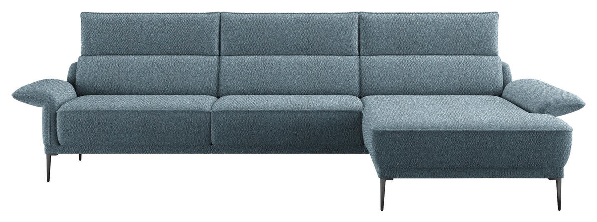 ECKSOFA in Bouclé Blau  330/186 cm  - Blau/Schwarz, Design, Textil/Metall (330/186cm) - Johann Jakob