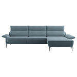 ECKSOFA in Bouclé Blau  330/186 cm  - Blau/Schwarz, Design, Textil/Metall (330/186cm) - Johann Jakob
