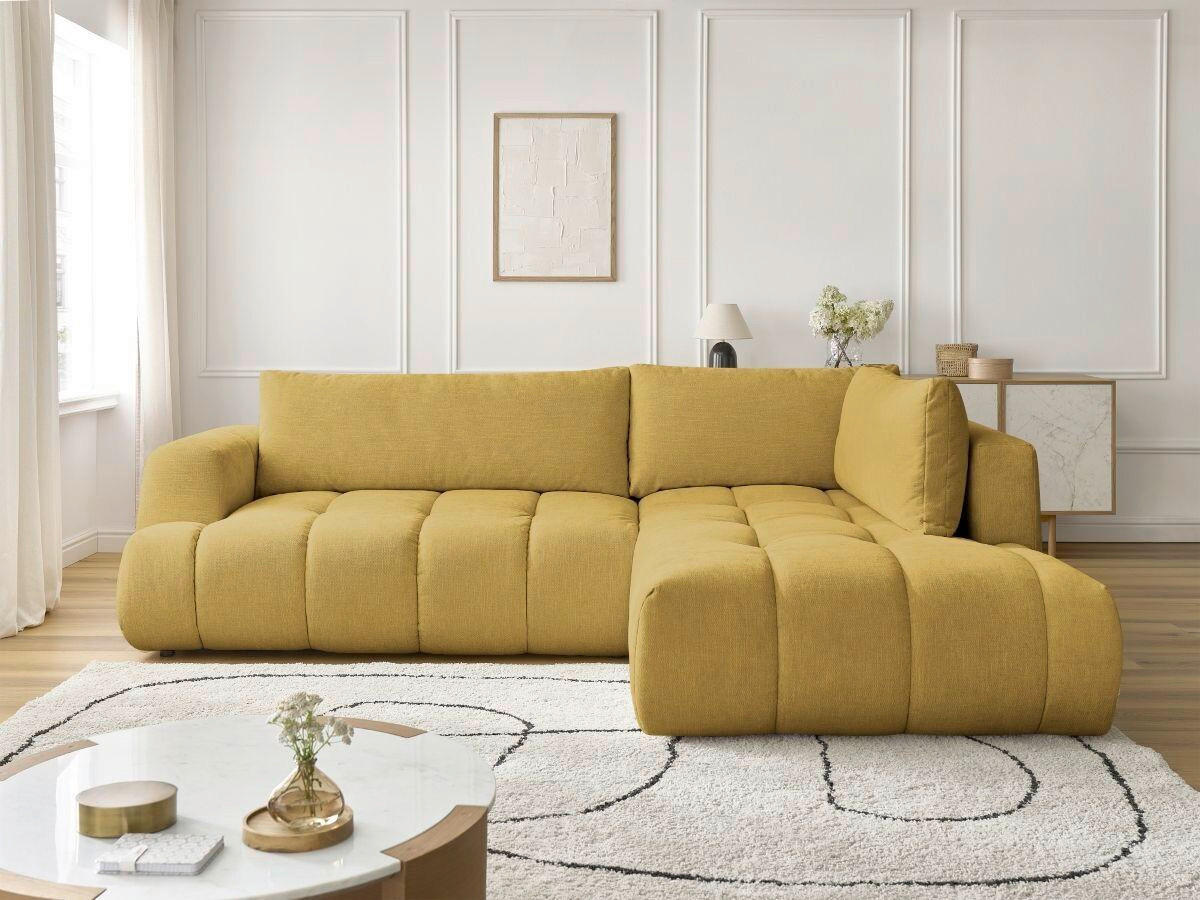 ECKSCHLAFSOFA FUJI Leinenoptik Gelb  inkl.  - Gelb/Schwarz, MODERN, Kunststoff/Textil (282/204cm)
