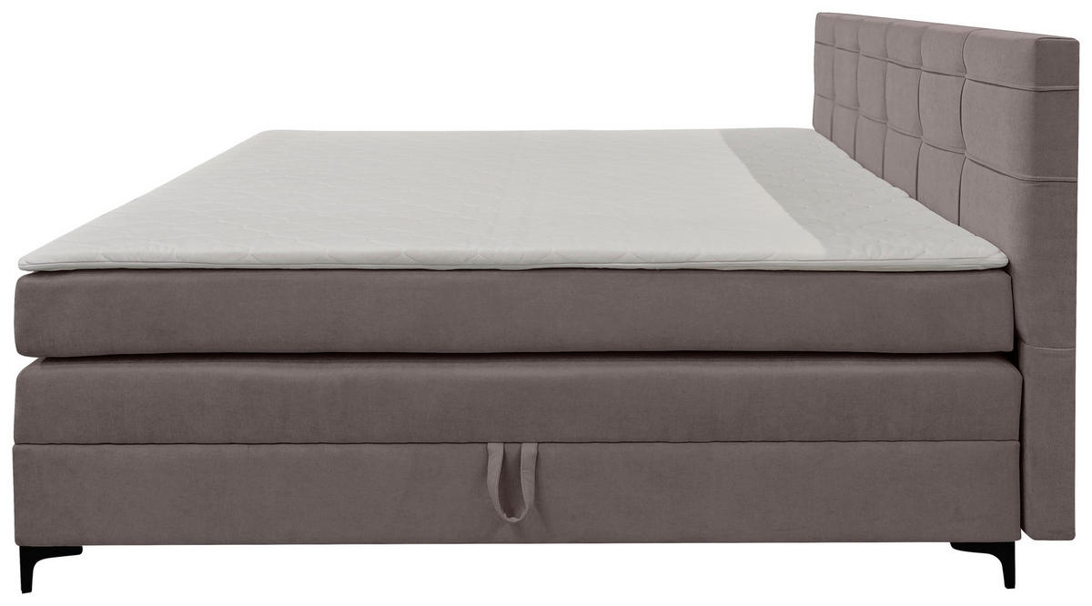 BOXSPRINGBETT 180/200 cm,  in Taupe, H3 = fest  - Taupe/Schwarz, KONVENTIONELL, Kunststoff/Textil (180/200cm)