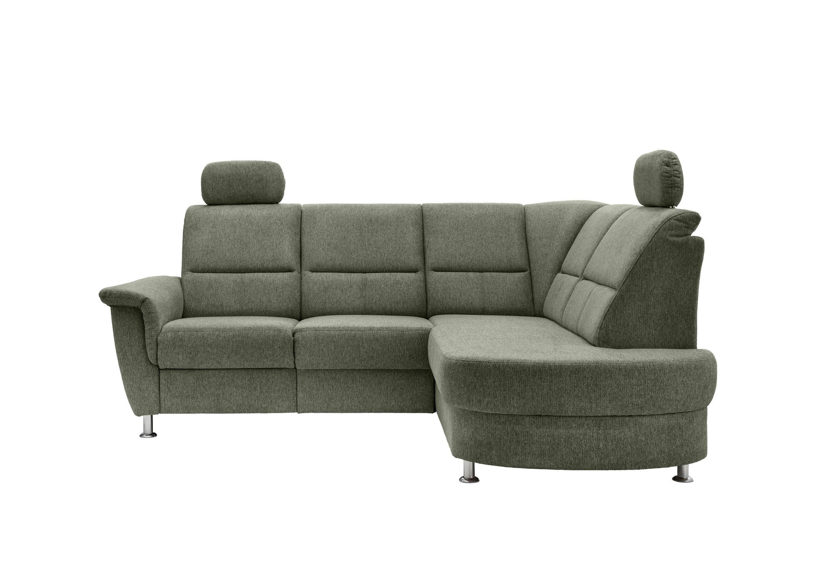 ECKSOFA in Chenille Grün  - Chromfarben/Grün, Konventionell, Textil/Metall (231/184cm) - Livetastic