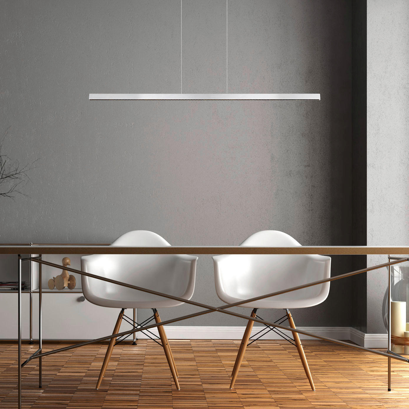LED-HÄNGELEUCHTE 120/9/120 cm    - Schwarz/Alufarben, Konventionell, Metall (120/9/120cm) - Globo