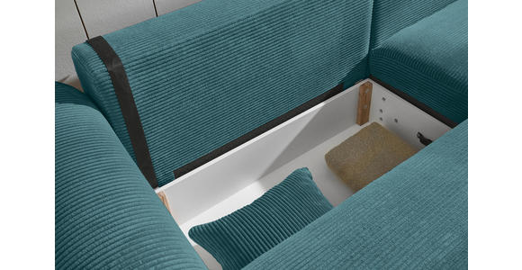 ECKSOFA Azurblau Cord  - Azurblau/Schwarz, KONVENTIONELL, Kunststoff/Textil (255/185cm) - Hom`in